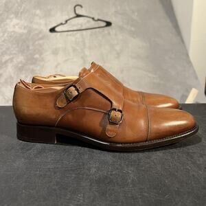 Scarosso Double Monk Strap Shoes Mens Size 9 Brown Leather Dress Made Italy